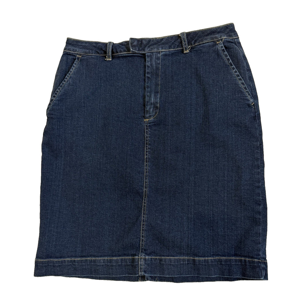 Rafaella Women’s Jean Pencil Skirt Knee Length Size 10 Blue Dark Wash Pockets